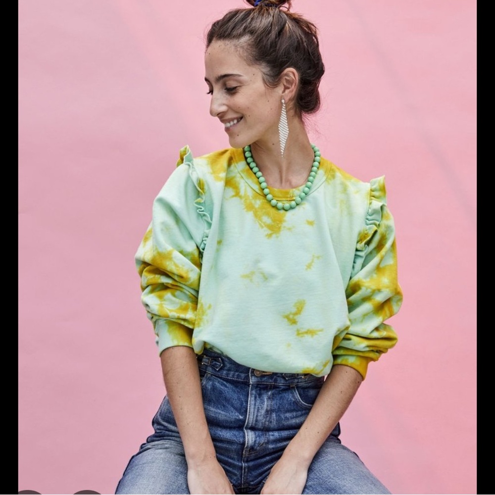 Clare V ruffle tie dye sweatshirt